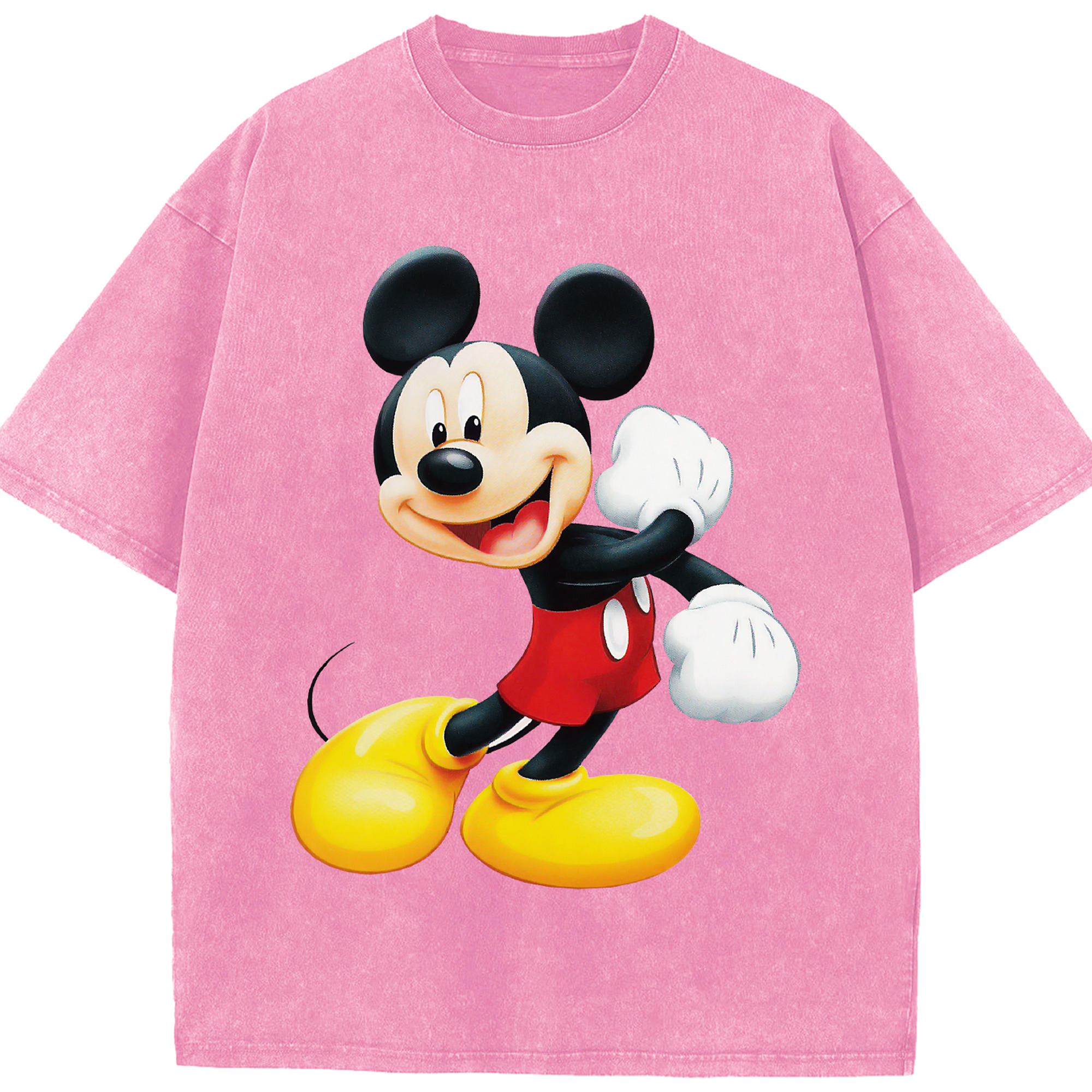 （画像用） ミッキーマウス Mickey Mouse 綿100% ヴィンテージ風 半袖Tシャツ（フロントプリント）